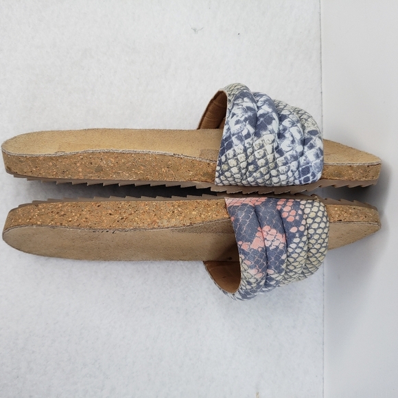 Coconuts By Matisse Multi Color Snake Print Leather Slides Sandels Sz 9 - Picture 9 of 12